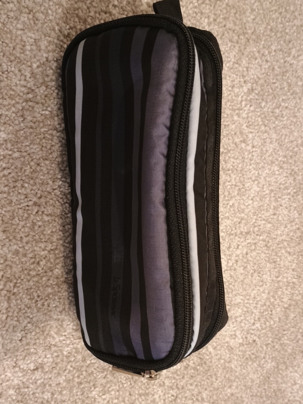 Lesportsac Black and Gray Striped Cosmetic Pouch